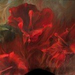 Dalle fiamme i fiori, olio su tela cm. 140x120