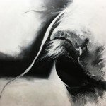 Il cavallo e la volpe olio su tela 90x90