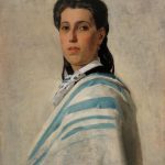Luigi Busi, Ritratto femminile con drappo bianco-azzurro, collezione privata